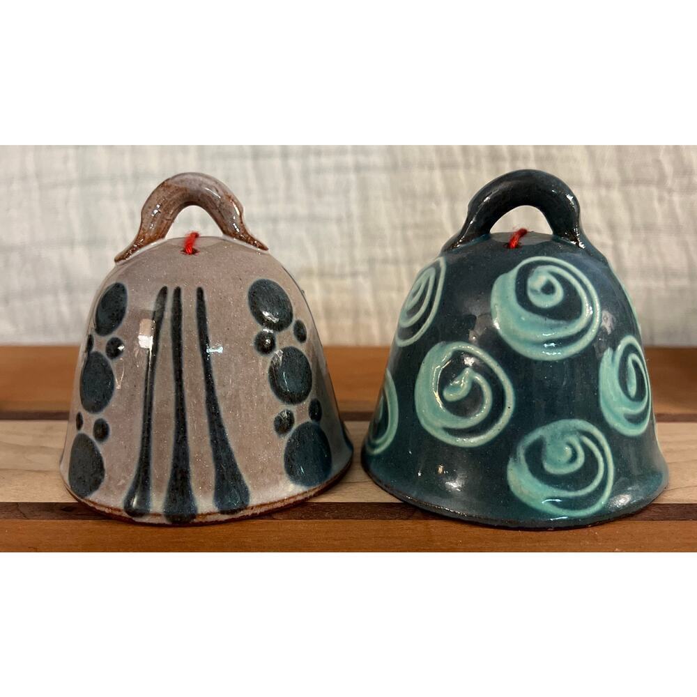 Artisan pottery, bells set of two